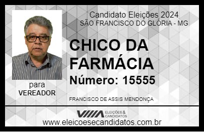 Candidato CHICO DA FARMÁCIA 2024 - SÃO FRANCISCO DO GLÓRIA - Eleições