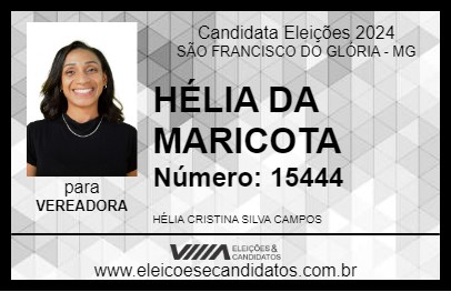 Candidato HÉLIA DA MARICOTA 2024 - SÃO FRANCISCO DO GLÓRIA - Eleições