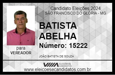 Candidato BATISTA ABELHA 2024 - SÃO FRANCISCO DO GLÓRIA - Eleições