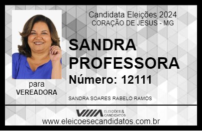 Candidato SANDRA PROFESSORA 2024 - CORAÇÃO DE JESUS - Eleições