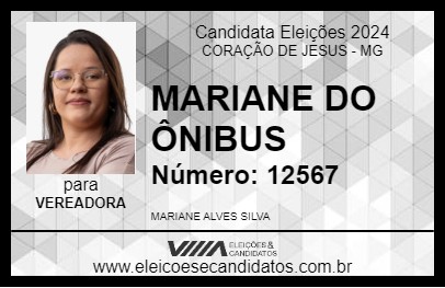 Candidato MARIANE DO ÔNIBUS 2024 - CORAÇÃO DE JESUS - Eleições