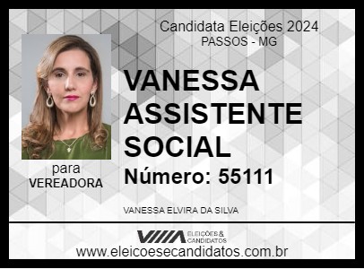 Candidato VANESSA ASSISTENTE SOCIAL 2024 - PASSOS - Eleições