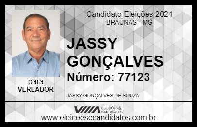 Candidato JASSY GONÇALVES 2024 - BRAÚNAS - Eleições