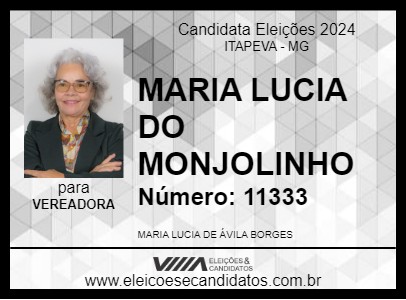 Candidato MARIA LUCIA DO MONJOLINHO 2024 - ITAPEVA - Eleições