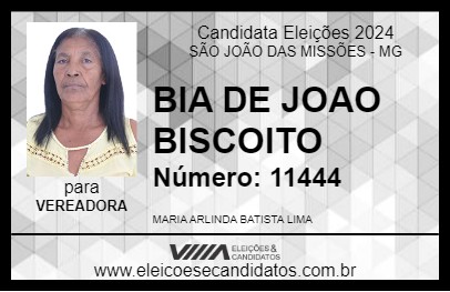 Candidato BIA DE JOAO BISCOITO 2024 - SÃO JOÃO DAS MISSÕES - Eleições