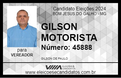 Candidato GILSON MOTORISTA 2024 - BOM JESUS DO GALHO - Eleições