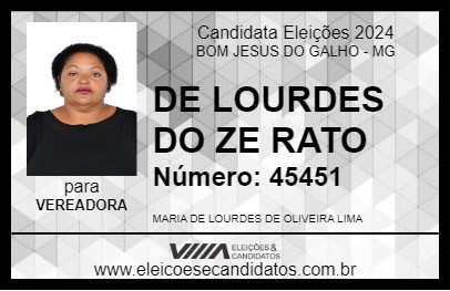 Candidato DE LOURDES DO ZE RATO 2024 - BOM JESUS DO GALHO - Eleições