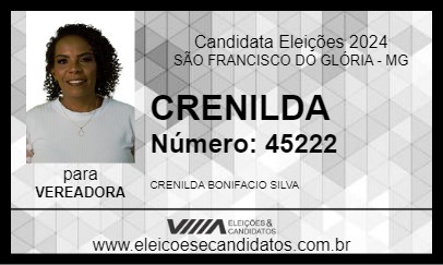 Candidato CRENILDA 2024 - SÃO FRANCISCO DO GLÓRIA - Eleições