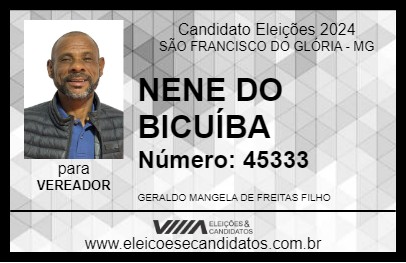 Candidato NENE DO BICUÍBA 2024 - SÃO FRANCISCO DO GLÓRIA - Eleições