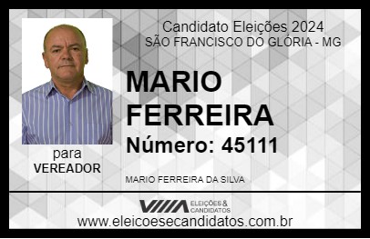 Candidato MARIO FERREIRA 2024 - SÃO FRANCISCO DO GLÓRIA - Eleições