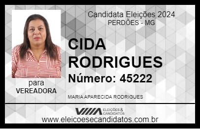 Candidato CIDA RODRIGUES 2024 - PERDÕES - Eleições