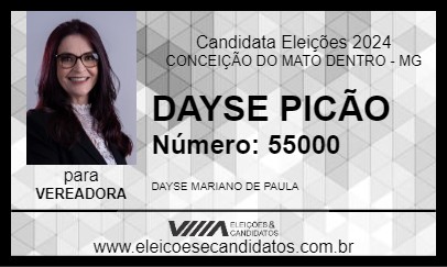 Candidato DAYSE PICÃO 2024 - CONCEIÇÃO DO MATO DENTRO - Eleições