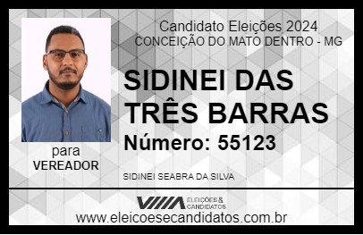 Candidato SIDINEI DAS TRÊS BARRAS 2024 - CONCEIÇÃO DO MATO DENTRO - Eleições