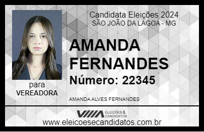 Candidato AMANDA FERNANDES 2024 - SÃO JOÃO DA LAGOA - Eleições