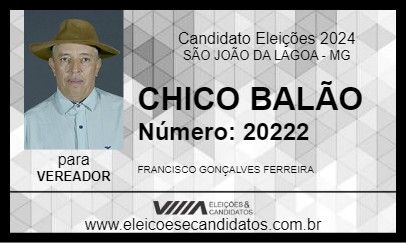 Candidato CHICO BALÃO 2024 - SÃO JOÃO DA LAGOA - Eleições