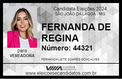 Candidato FERNANDA DE REGINA 2024 - SÃO JOÃO DA LAGOA - Eleições