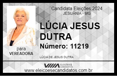 Candidato LÚCIA JESUS DUTRA 2024 - JESUÂNIA - Eleições