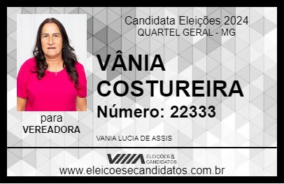 Candidato VÂNIA COSTUREIRA 2024 - QUARTEL GERAL - Eleições