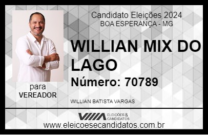 Candidato WILLIAN MIX DO LAGO 2024 - BOA ESPERANÇA - Eleições