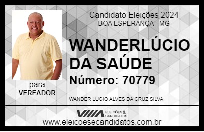 Candidato WANDERLÚCIO DA SAÚDE 2024 - BOA ESPERANÇA - Eleições