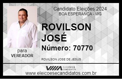 Candidato ROVILSON JOSÉ 2024 - BOA ESPERANÇA - Eleições