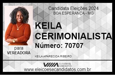 Candidato KEILA CERIMONIALISTA 2024 - BOA ESPERANÇA - Eleições