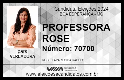 Candidato PROFESSORA ROSE 2024 - BOA ESPERANÇA - Eleições