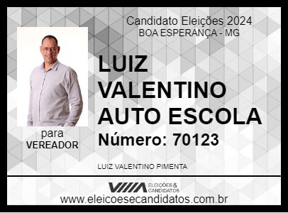 Candidato LUIZ VALENTINO AUTO ESCOLA 2024 - BOA ESPERANÇA - Eleições