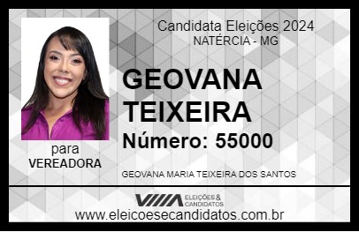 Candidato GEOVANA TEIXEIRA 2024 - NATÉRCIA - Eleições