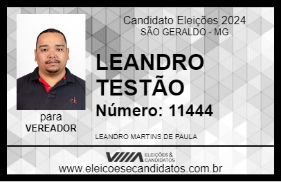 Candidato LEANDRO TESTÃO 2024 - SÃO GERALDO - Eleições