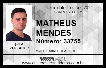 Candidato MATHEUS MENDES 2024 - CAMPO BELO - Eleições