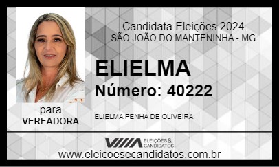 Candidato ELIELMA 2024 - SÃO JOÃO DO MANTENINHA - Eleições