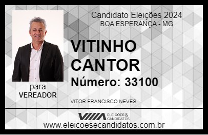 Candidato VITINHO CANTOR 2024 - BOA ESPERANÇA - Eleições