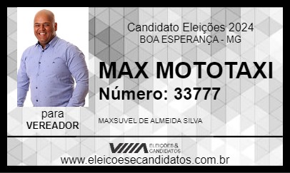 Candidato MAX MOTOTAXI 2024 - BOA ESPERANÇA - Eleições