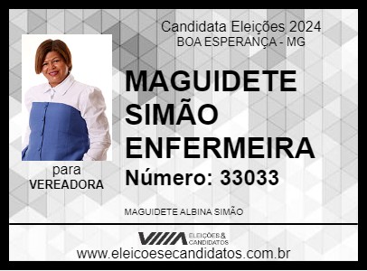 Candidato MAGUIDETE SIMÃO ENFERMEIRA 2024 - BOA ESPERANÇA - Eleições