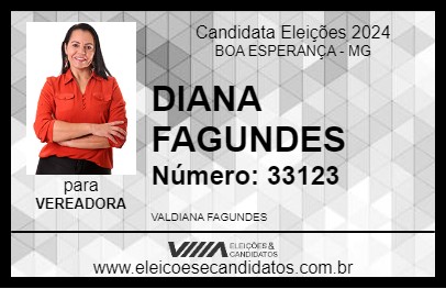 Candidato DIANA FAGUNDES 2024 - BOA ESPERANÇA - Eleições