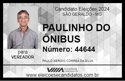 Candidato PAULINHO DO ÔNIBUS 2024 - SÃO GERALDO - Eleições