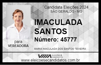 Candidato IMACULADA SANTOS 2024 - SÃO GERALDO - Eleições