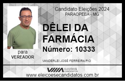 Candidato DÊLEI DA FARMÁCIA 2024 - PARAOPEBA - Eleições