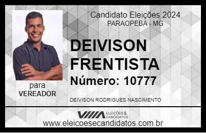 Candidato DEIVISON FRENTISTA 2024 - PARAOPEBA - Eleições