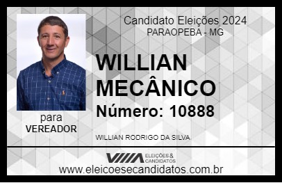 Candidato WILLIAN MECÂNICO 2024 - PARAOPEBA - Eleições