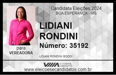 Candidato LIDIANI RONDINI 2024 - BOA ESPERANÇA - Eleições