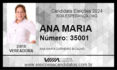 Candidato ANA MARIA 2024 - BOA ESPERANÇA - Eleições