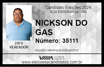 Candidato NICKSON DO GAS 2024 - BOA ESPERANÇA - Eleições