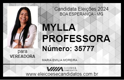 Candidato MYLLA PROFESSORA 2024 - BOA ESPERANÇA - Eleições