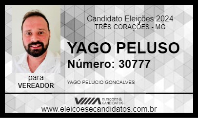 Candidato YAGO PELUSO 2024 - TRÊS CORAÇÕES - Eleições