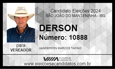 Candidato DERSON 2024 - SÃO JOÃO DO MANTENINHA - Eleições