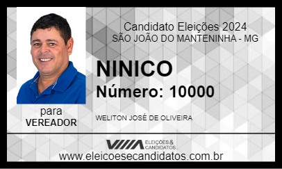 Candidato NINICO 2024 - SÃO JOÃO DO MANTENINHA - Eleições