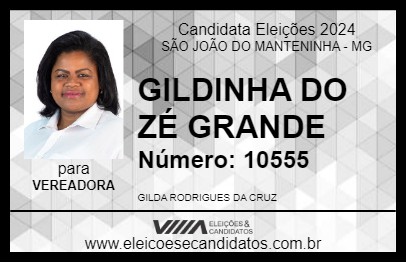 Candidato GILDINHA DO ZÉ GRANDE 2024 - SÃO JOÃO DO MANTENINHA - Eleições