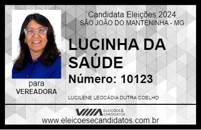 Candidato LUCINHA DA SAÚDE 2024 - SÃO JOÃO DO MANTENINHA - Eleições